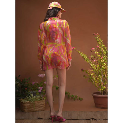 GUAPA Malibu Organza Multi-Color Printed Shirt