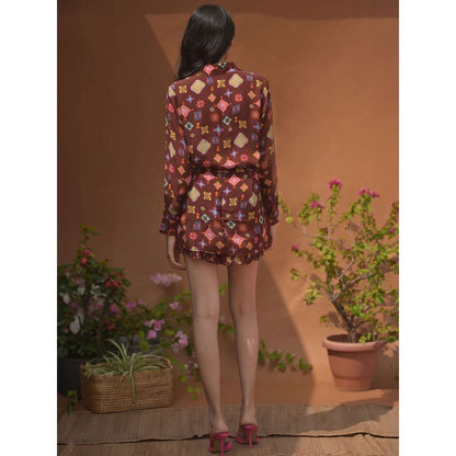 GUAPA Cleopatra Crepe Brown Printed Skorts