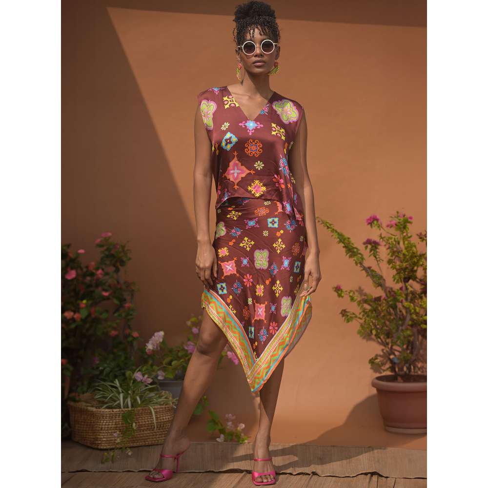 GUAPA Cleopatra Modal Brown Printed Top