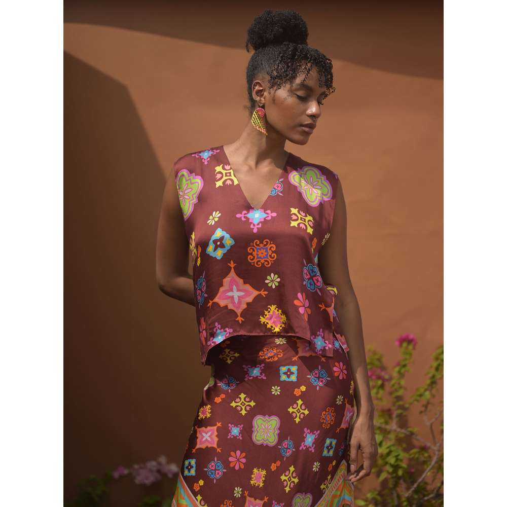 GUAPA Cleopatra Modal Brown Printed Top