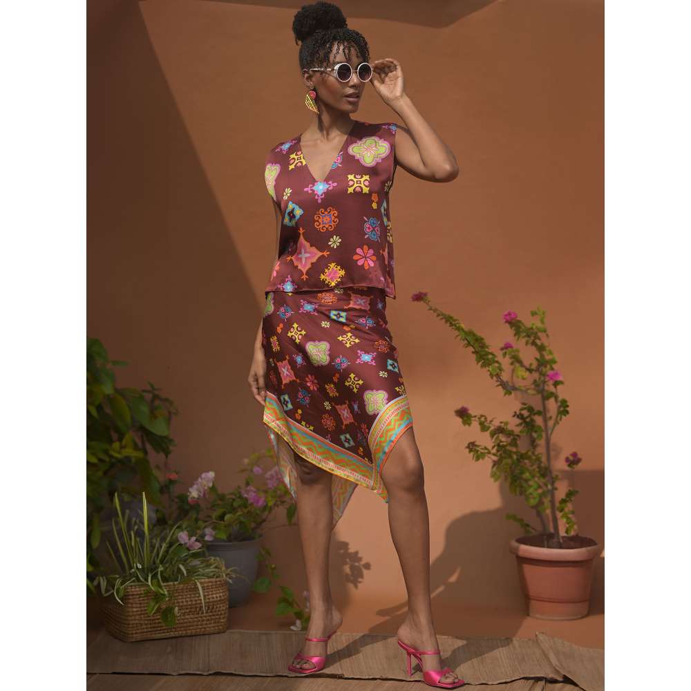 GUAPA Cleopatra Modal Brown Printed Top