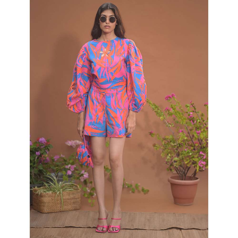 GUAPA Leila Linen Multi-Color Printed Top