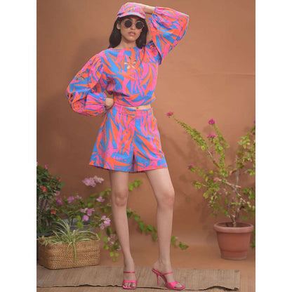 GUAPA Leila Linen Multi-Color Printed Top