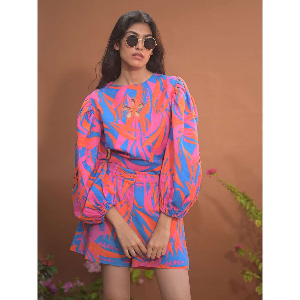 GUAPA Leila Linen Multi-Color Printed Top