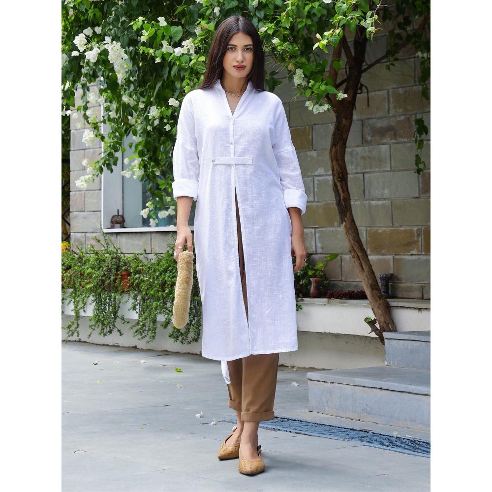 Gulaal Sassi Cotton Front Open Kurta with Pants (Set of 2)
