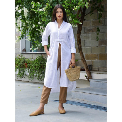 Gulaal Sassi Cotton Front Open Kurta with Pants (Set of 2)