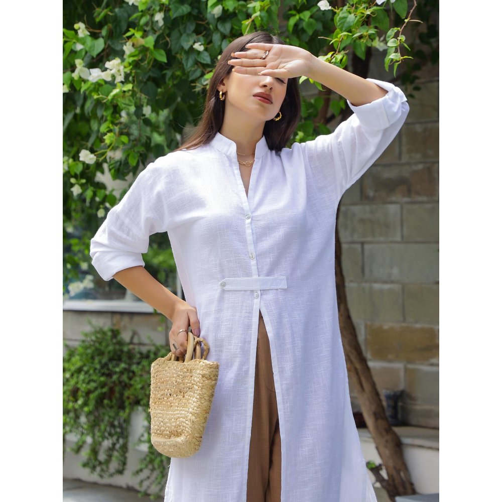 Gulaal Sassi Cotton Front Open Kurta with Pants (Set of 2)