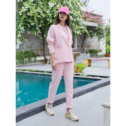 Gulaal Alley Pink Cotton Blazer with Pant Co-Ord (Set of 2)