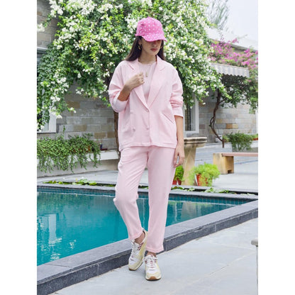Gulaal Alley Pink Cotton Blazer with Pant Co-Ord (Set of 2)