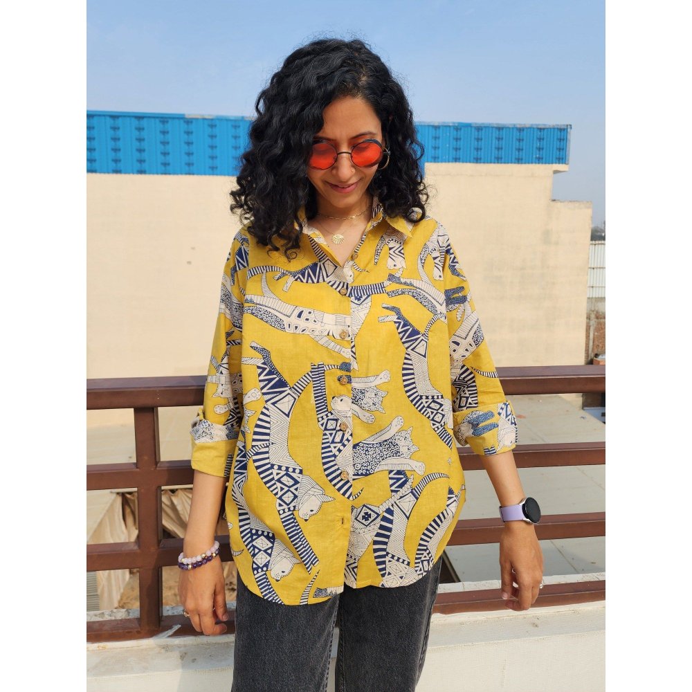 Gulaal Meow Yellow Cotton Shirt