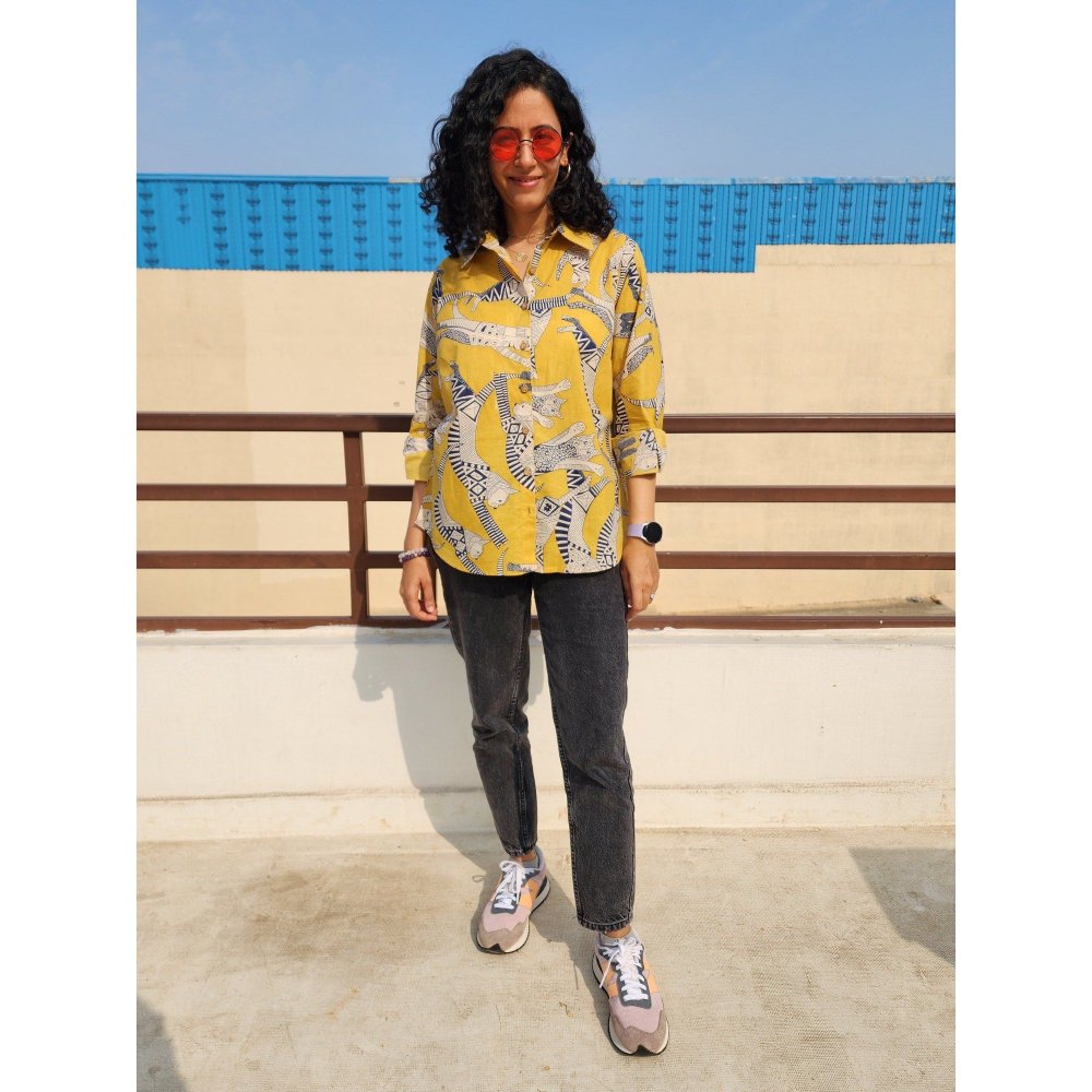 Gulaal Meow Yellow Cotton Shirt