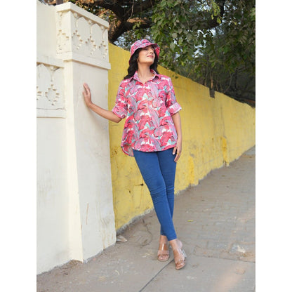 Gulaal Palm Pink Cotton Shirt