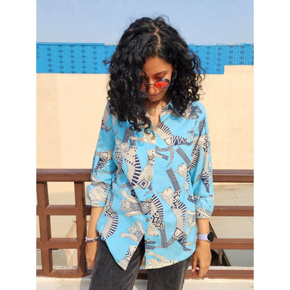 Gulaal Meow Blue Cotton Shirt