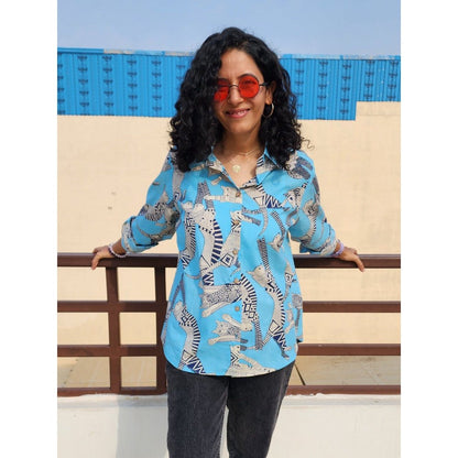 Gulaal Meow Blue Cotton Shirt