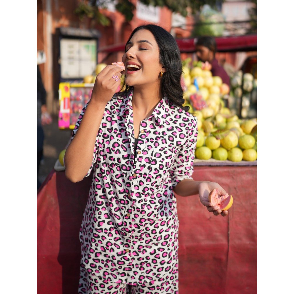 Gulaal Leopard Pink Cotton Co-Ord (Set of 2)