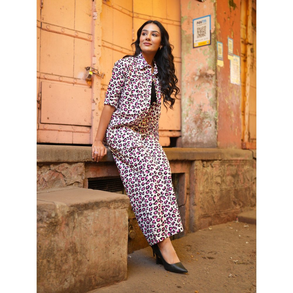 Gulaal Leopard Pink Cotton Co-Ord (Set of 2)