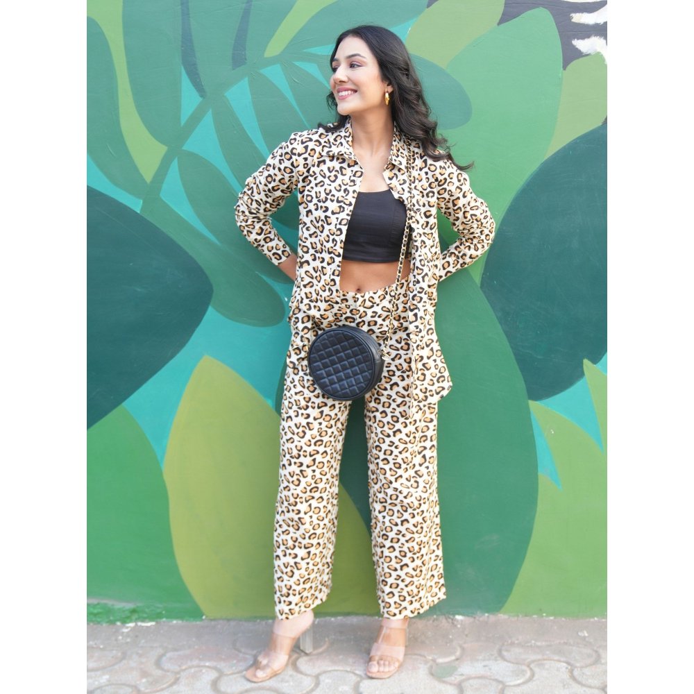 Gulaal Leopard Brown Cotton Co-Ord (Set of 2)