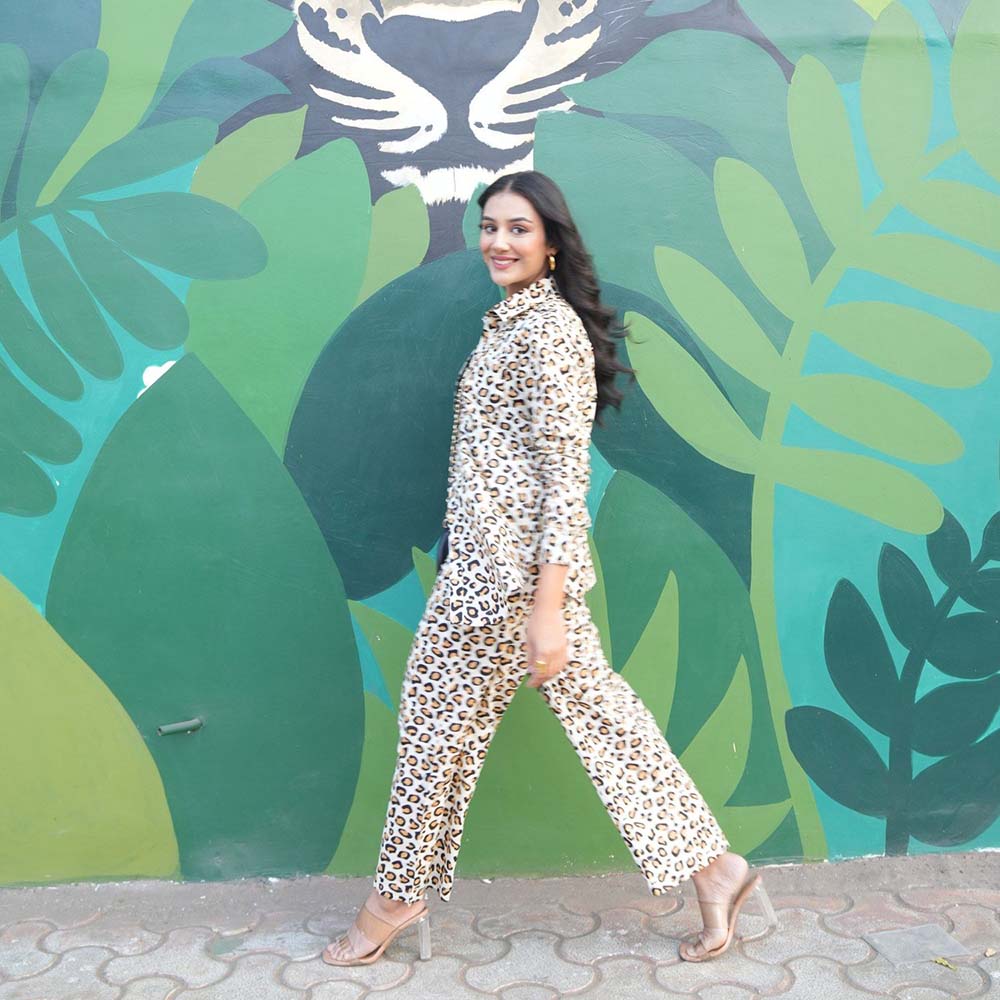 Gulaal Leopard Brown Cotton Co-Ord (Set of 2)