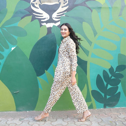 Gulaal Leopard Brown Cotton Co-Ord (Set of 2)