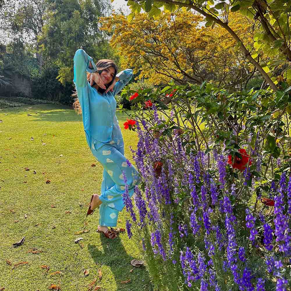Gulaal Blue Bandhani Modal Satin Co-Ord (Set of 2)