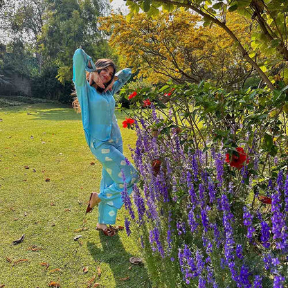 Gulaal Blue Bandhani Modal Satin Co-Ord (Set of 2)