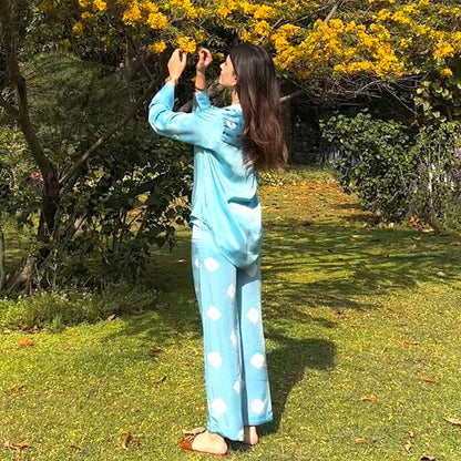 Gulaal Blue Bandhani Modal Satin Co-Ord (Set of 2)