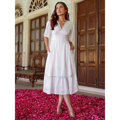 Gulaal White Satin Sequin Meadows Dress