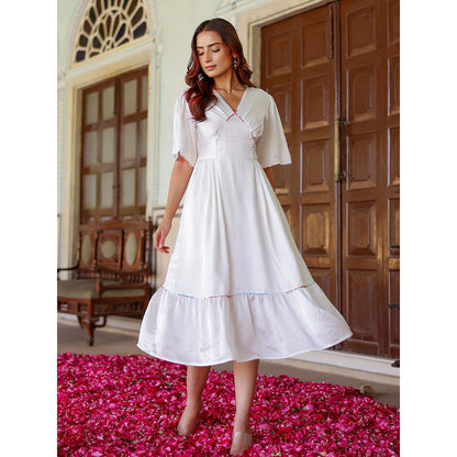 Gulaal White Satin Sequin Meadows Dress