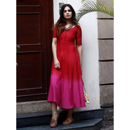Gulaal Sunset Crimson Fit & Flare Dress