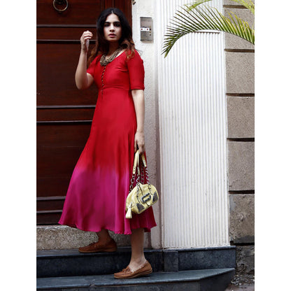 Gulaal Sunset Crimson Fit & Flare Dress