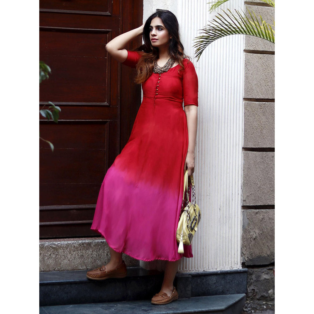 Gulaal Sunset Crimson Fit & Flare Dress