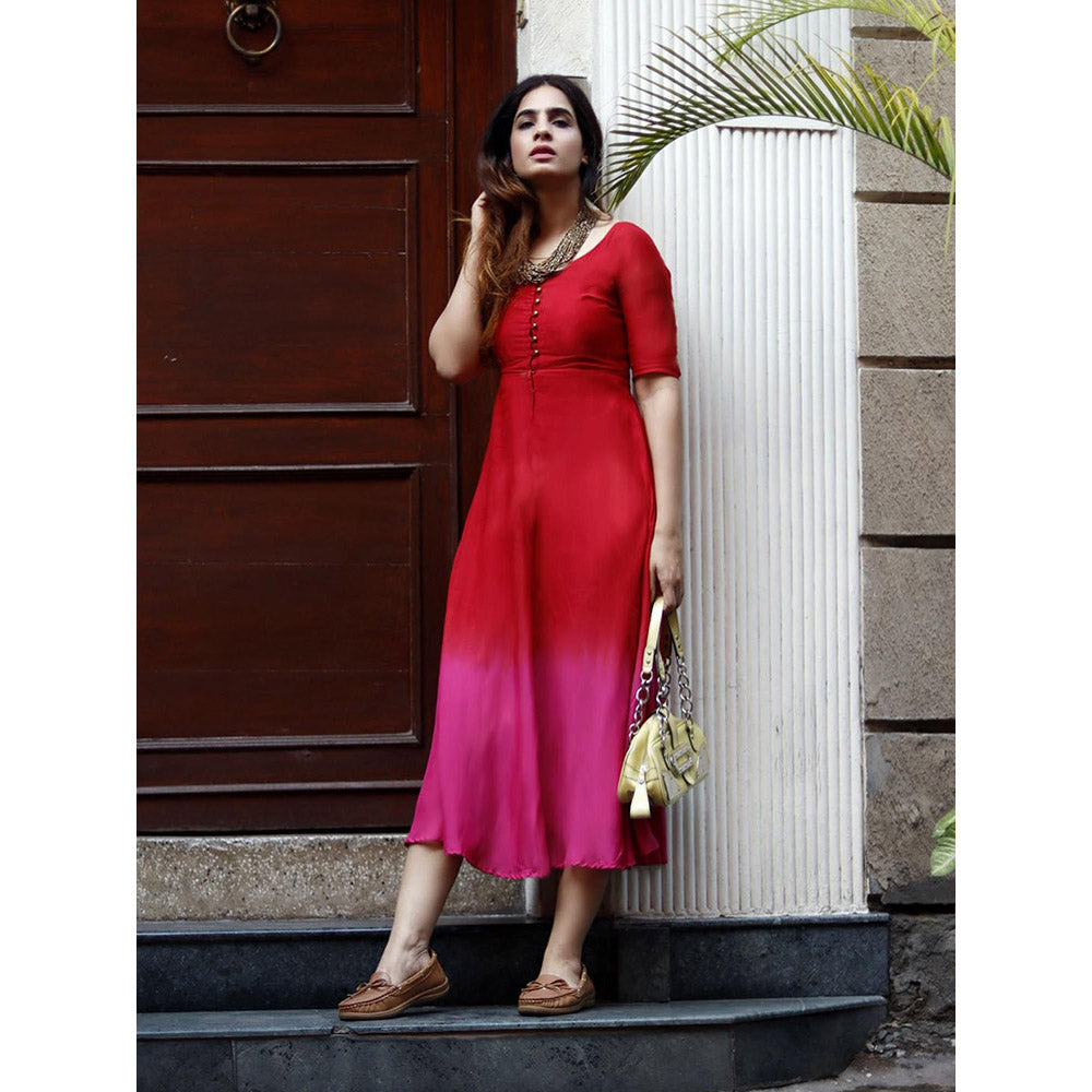 Gulaal Sunset Crimson Fit & Flare Dress