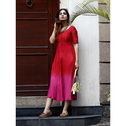 Gulaal Sunset Crimson Fit & Flare Dress