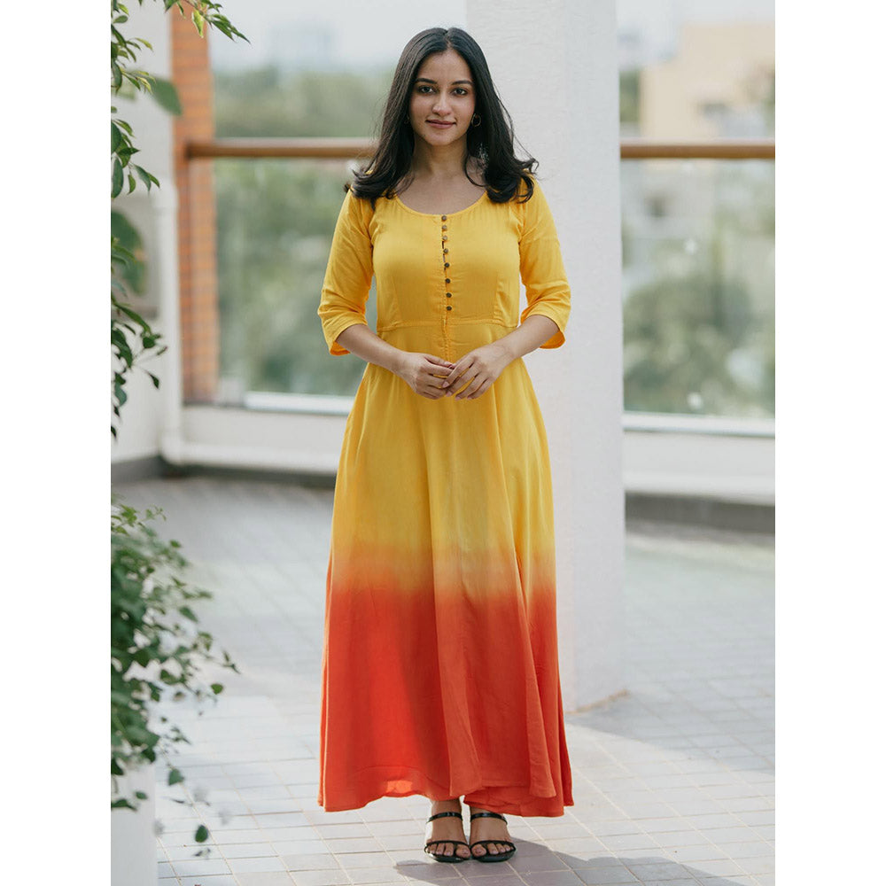 Gulaal Sunset Tangerine Fit & Flare Dress
