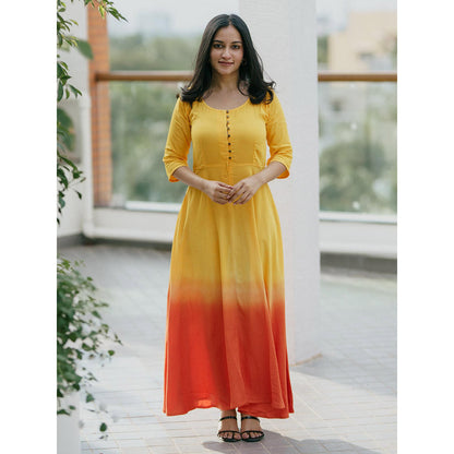 Gulaal Sunset Tangerine Fit & Flare Dress