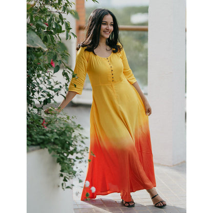Gulaal Sunset Tangerine Fit & Flare Dress