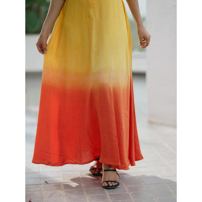 Gulaal Sunset Tangerine Fit & Flare Dress