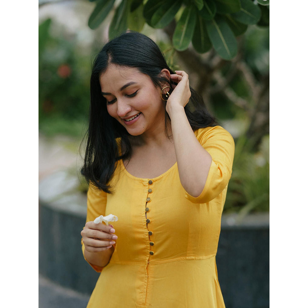 Gulaal Sunset Tangerine Fit & Flare Dress