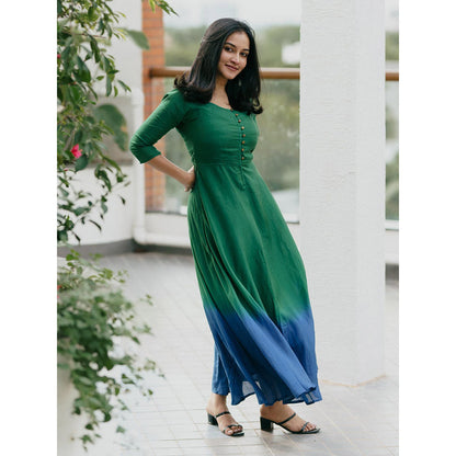 Gulaal Sunset Peacock Fit & Flare Dress
