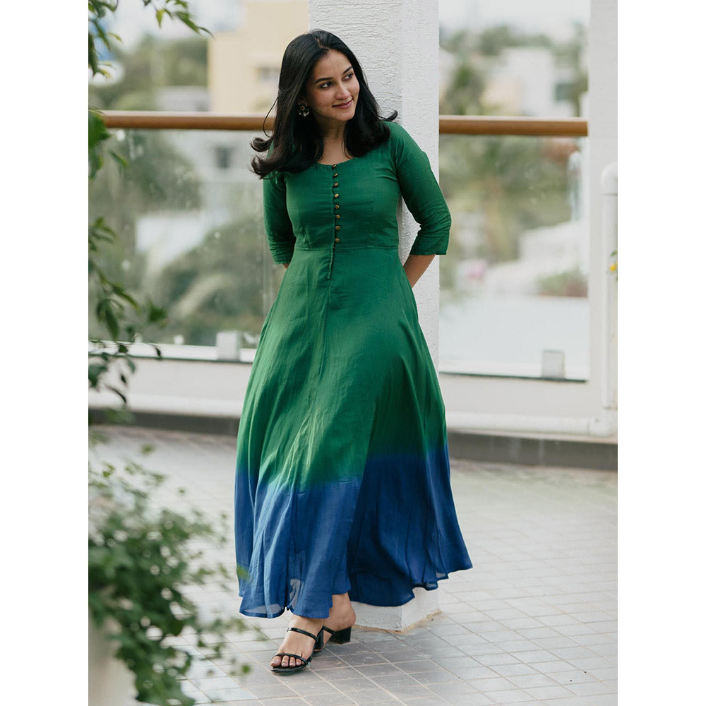 Gulaal Sunset Peacock Fit & Flare Dress