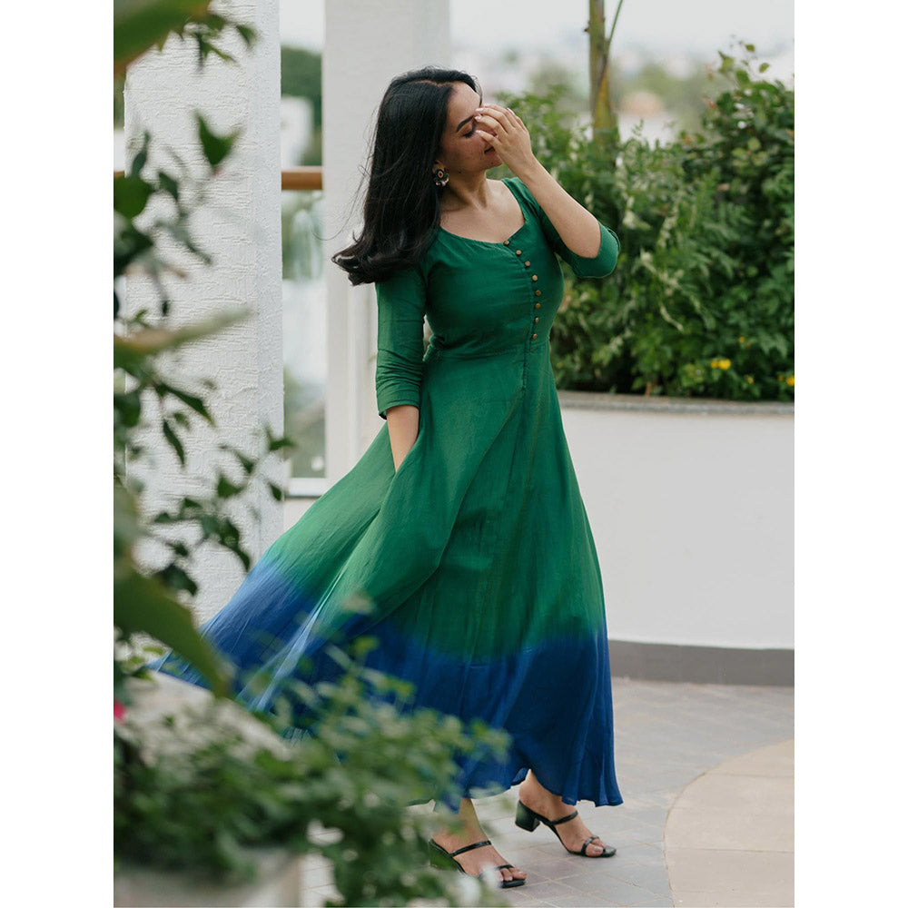 Gulaal Sunset Peacock Fit & Flare Dress