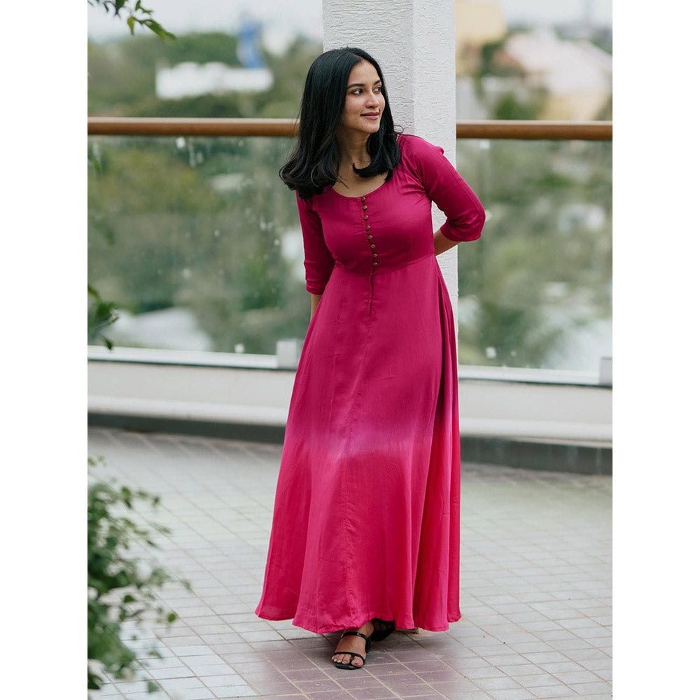 Gulaal Sunset Bougainvillea Fit & Flare Dress