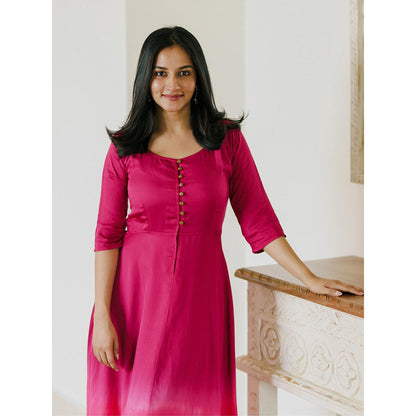 Gulaal Sunset Bougainvillea Fit & Flare Dress