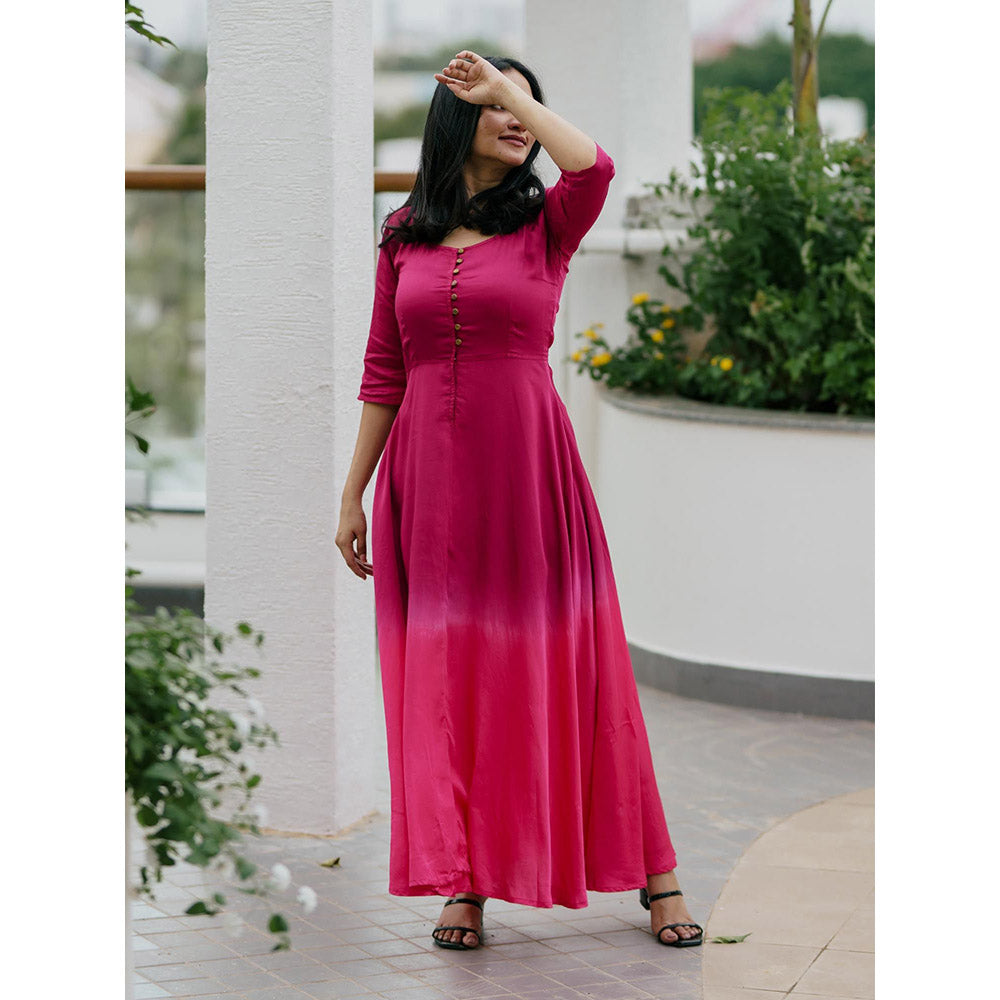 Gulaal Sunset Bougainvillea Fit & Flare Dress