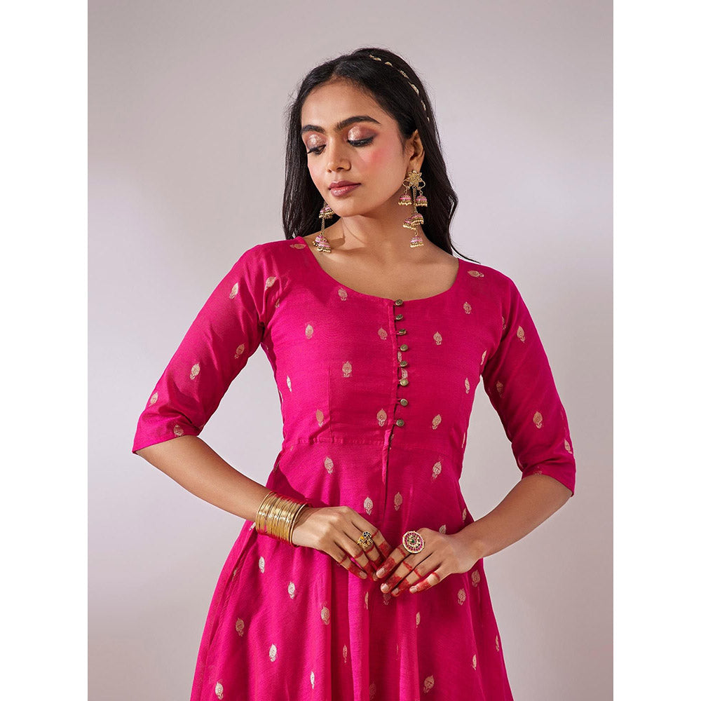 Gulaal Tulsi Pink Banarasi Fit & Flare Maxi Dress