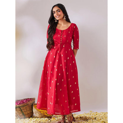 Gulaal Tulsi Red Banarasi Fit & Flare Maxi Dress
