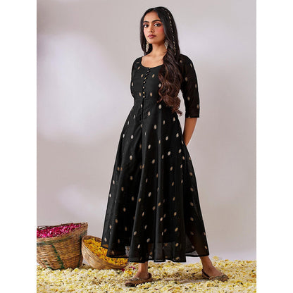 Gulaal Tulsi Black Banarasi Fit & Flare Maxi Dress