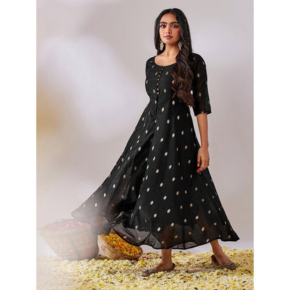 Gulaal Tulsi Black Banarasi Fit & Flare Maxi Dress