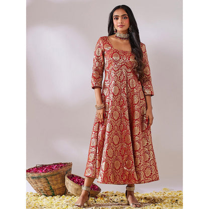 Gulaal Lalita Red Banarasi Jaal Maxi Dress