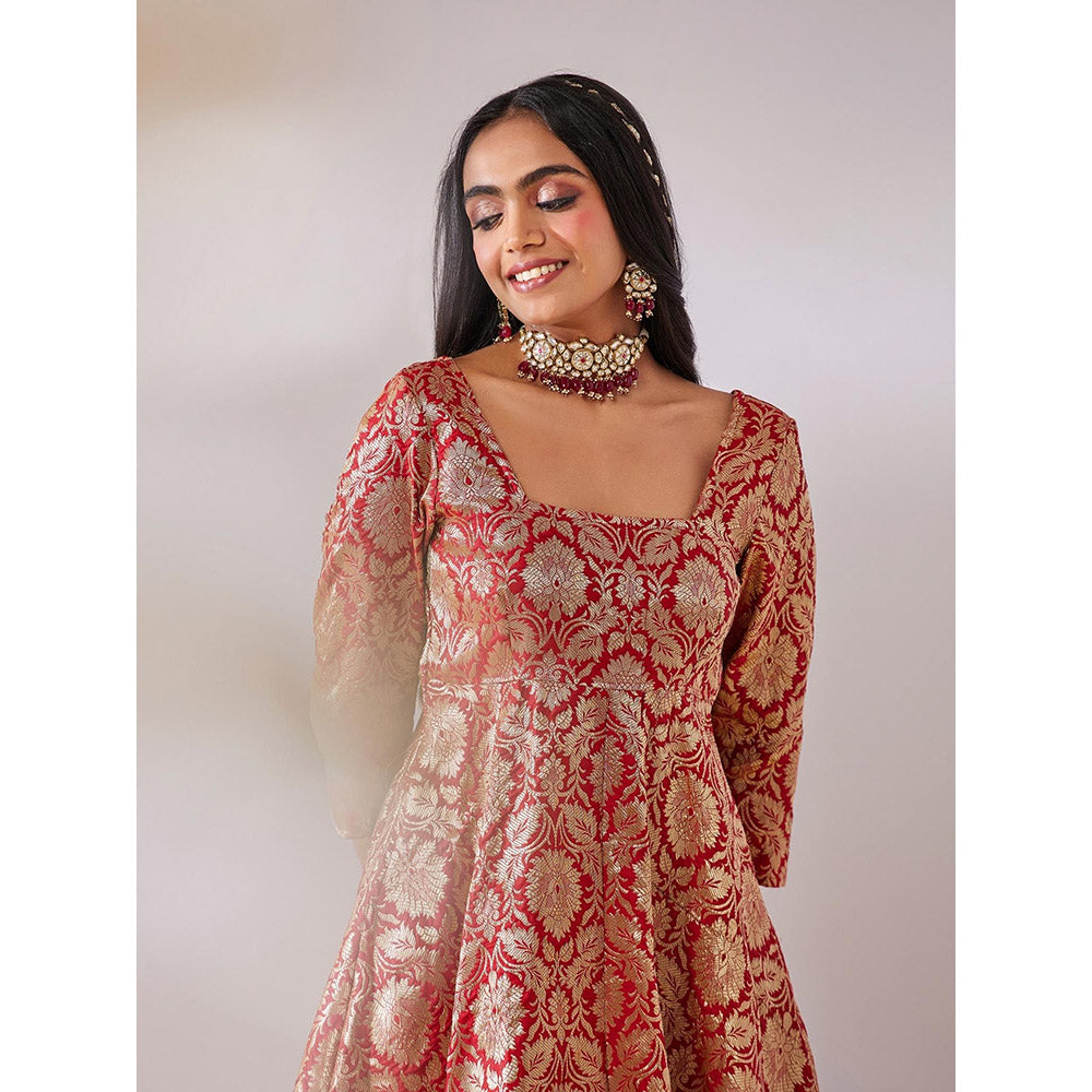 Gulaal Lalita Red Banarasi Jaal Maxi Dress